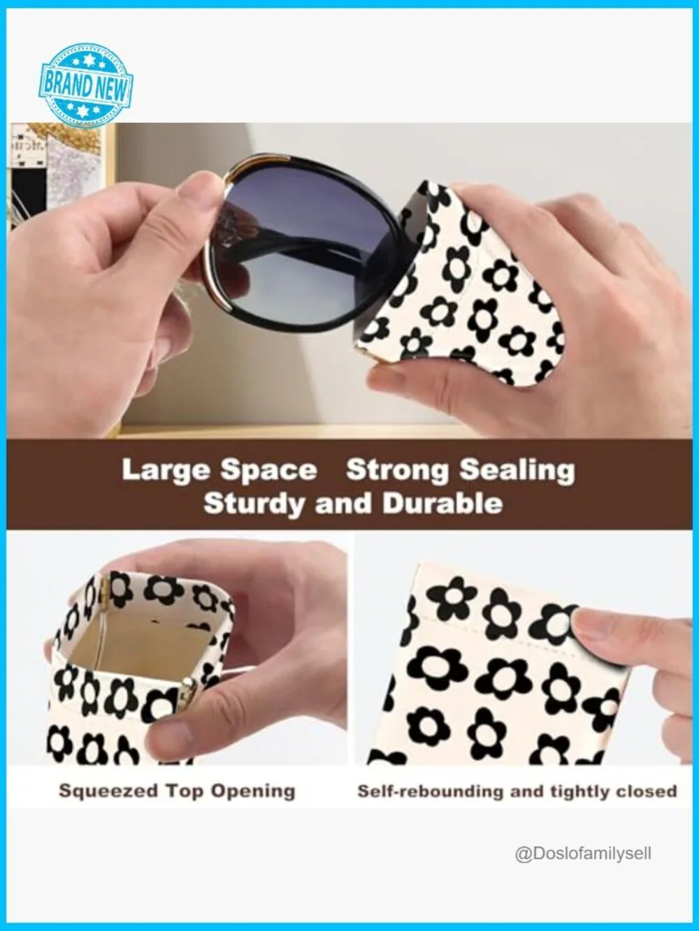Soft PU Leather Eyeglass Cases with Cleaning Cloth Cute Floral Pattern Pouch